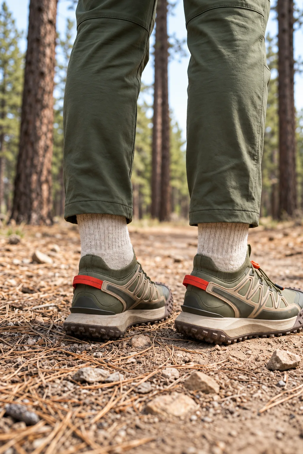 Ridge in Olive / Sand on a dusty forest trail