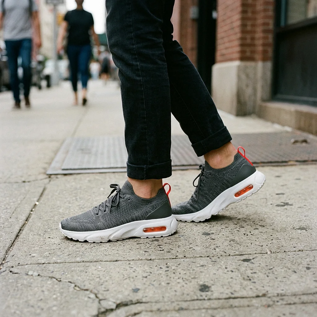 City Knit in Charcoal, being worn