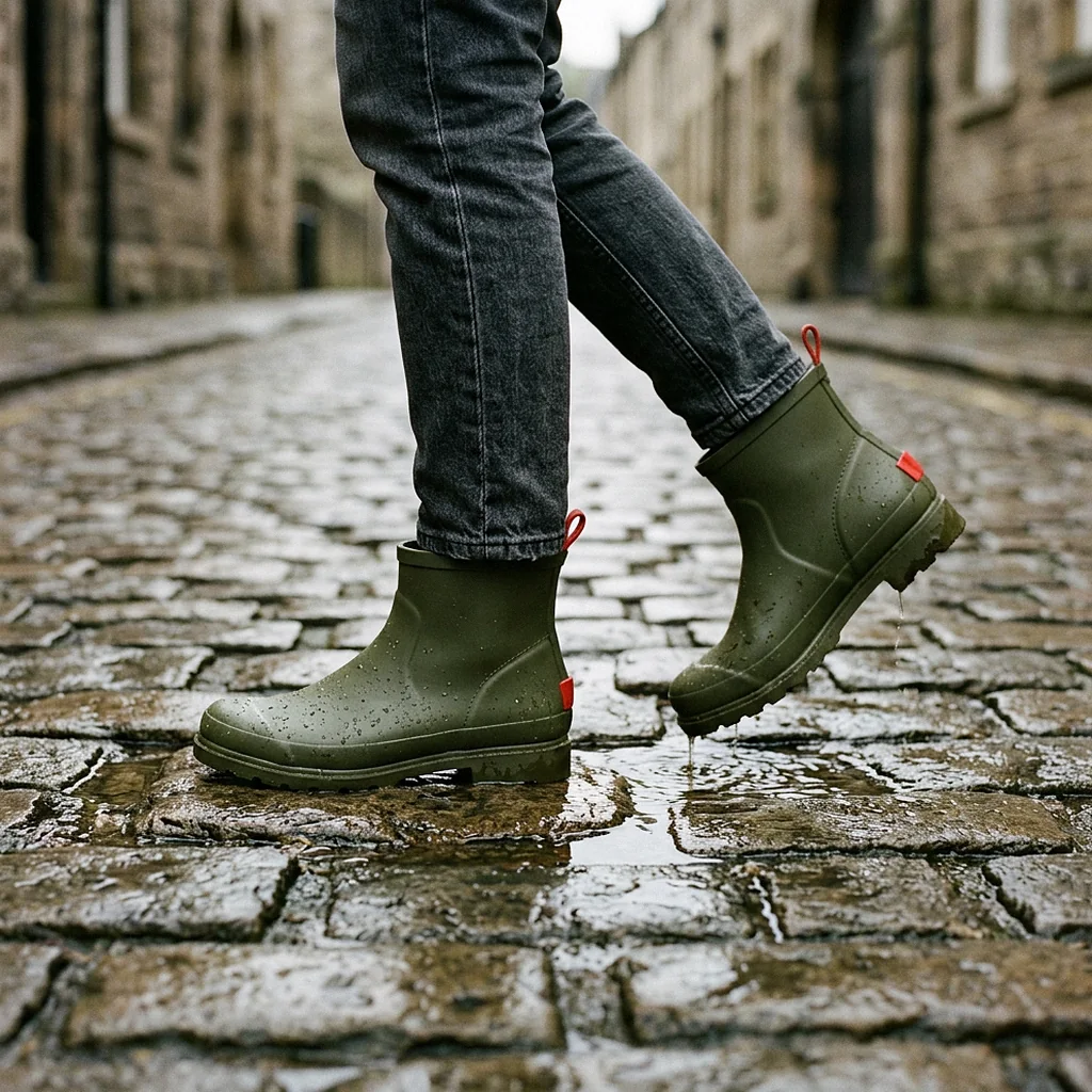 Rain in Olive, being worn