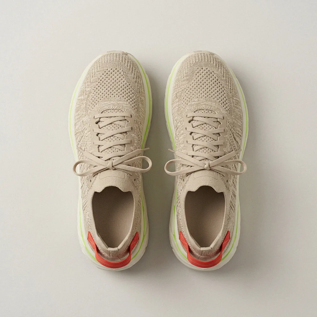 Tempo Knit in Sand / Lime, from above