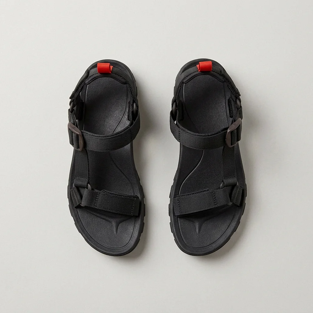 Trail Sandal in Black, from above