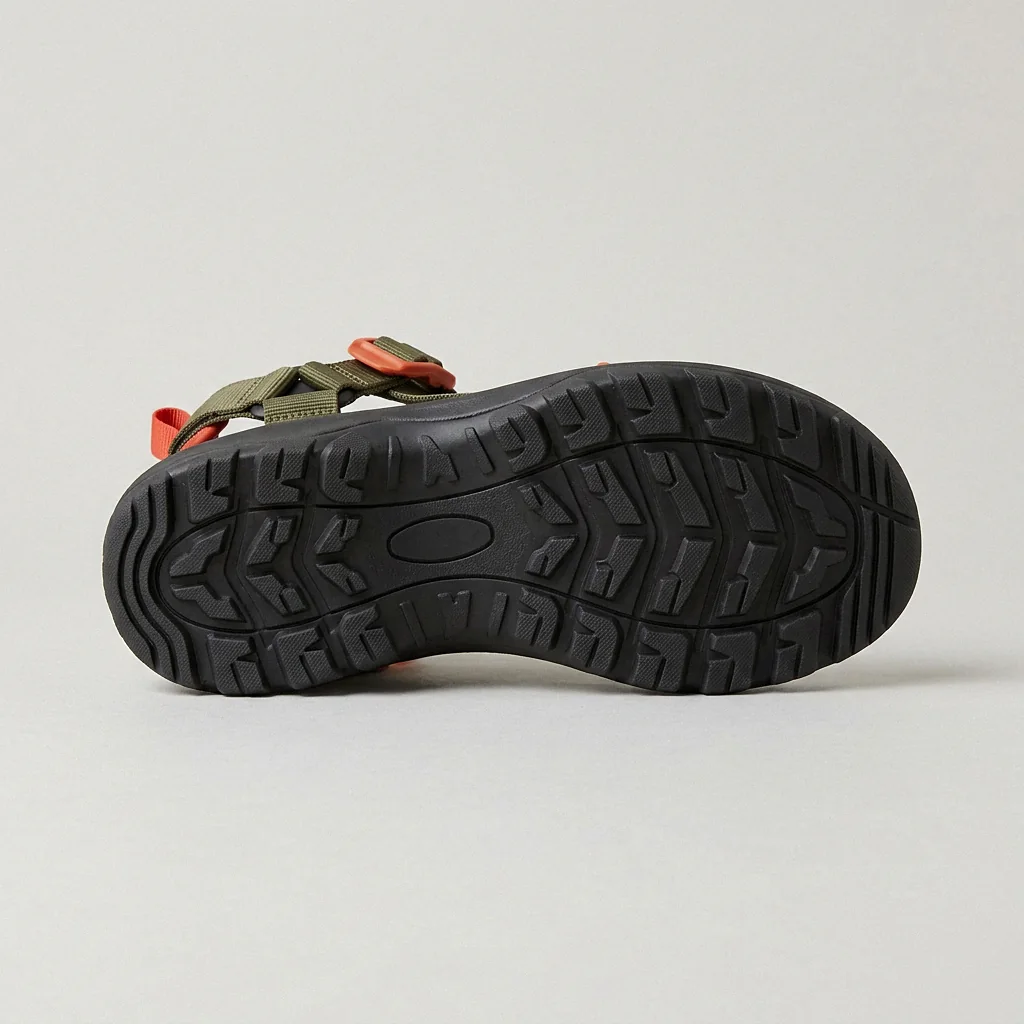 Trail Sandal in Olive / Orange, the outsole